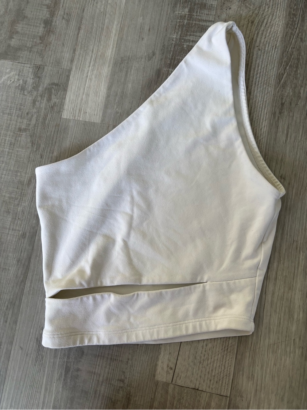 Abercrombie & Fitch White One-Shoulder Cutout Crop Top